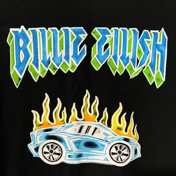 Billie Eilish 2019 Black Neon Car Flames Long Sleeve Tour Tee Shirt Adult Small - Picture 3 of 7